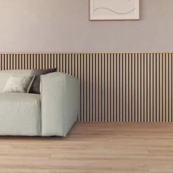 Kleurstaal lattenwand Decowall Acoustic natuur eiken 25x30cm