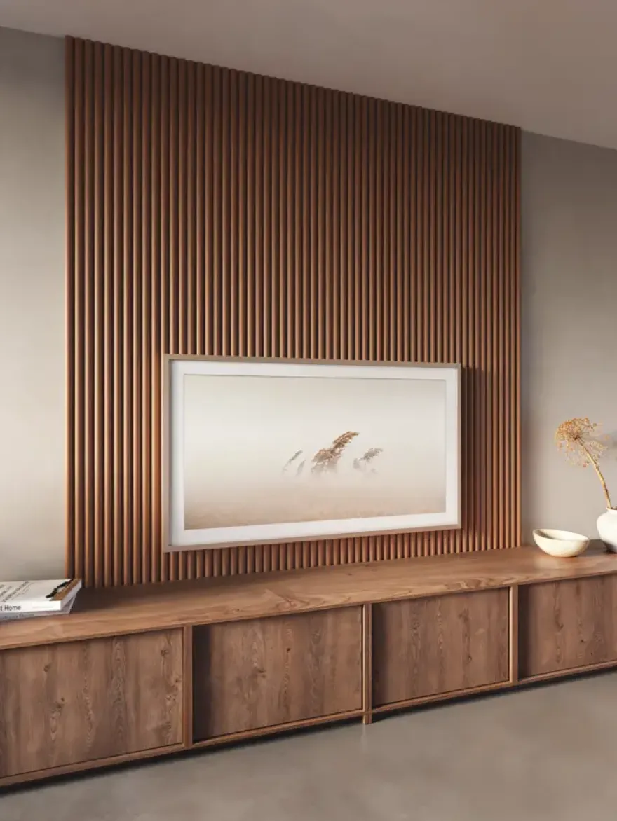 Kleurstaal lattenwand Decowall Acoustic Curve terra 25x30cm