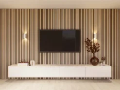 Kleurstaal lattenwand Decowall Acoustic Blend naturel eiken 25x30cm