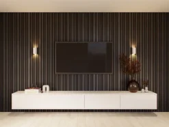 Kleurstaal lattenwand Decowall Acoustic Blend lava eiken 25x30cm