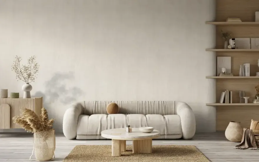 Kleurstaal lattenwand vilt beige 20x30 cm