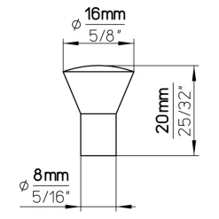 Knop Ashley rvs look 16mm