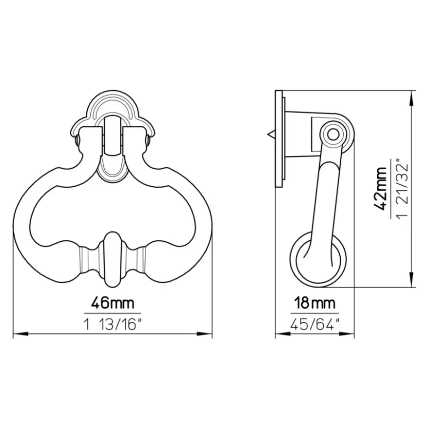 Knop Bea messing antiek 42mm