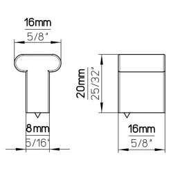 Knop Dylan rvs look 16mm