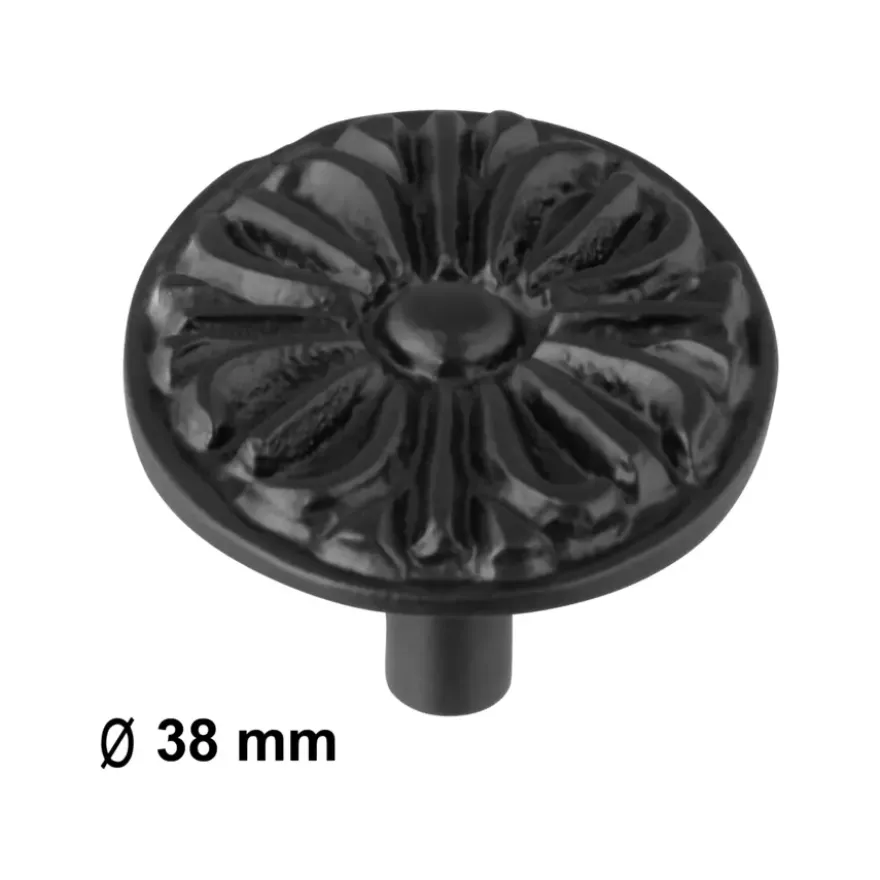 Knop Elian zwart 38mm