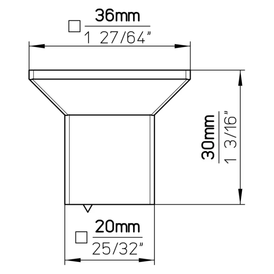 Knop Fien rvs look 36mm