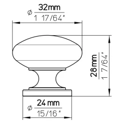 Knop Hilde zwart 32 mm