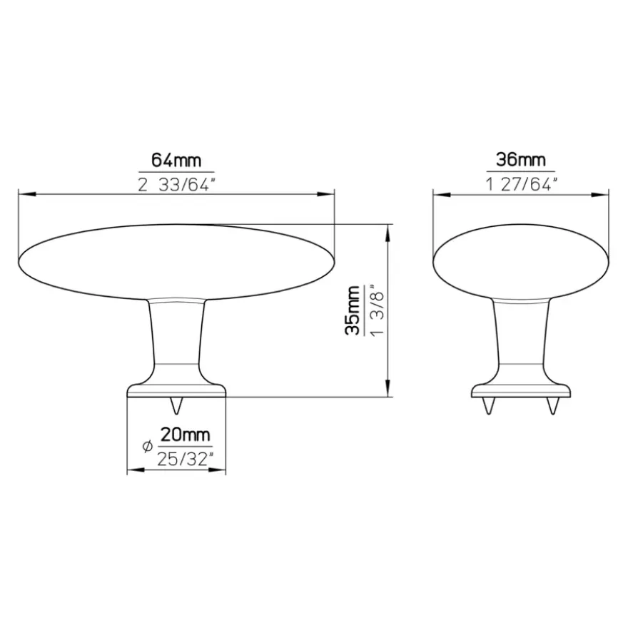 Knop Jort zwart 64mm