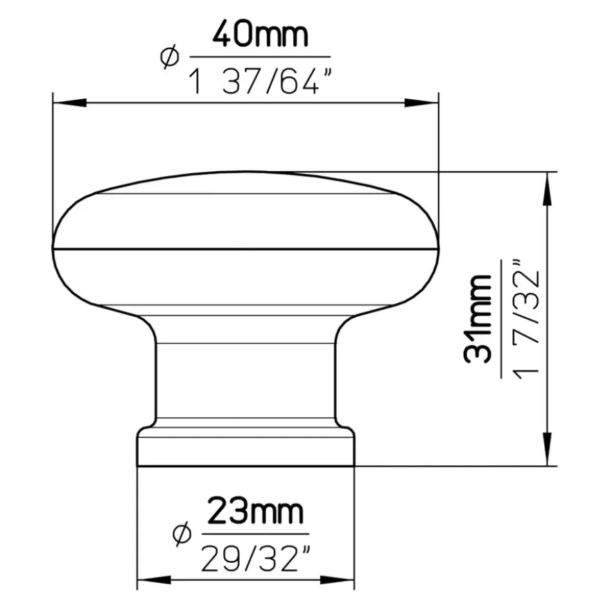 Knop Juliette zwart 40mm