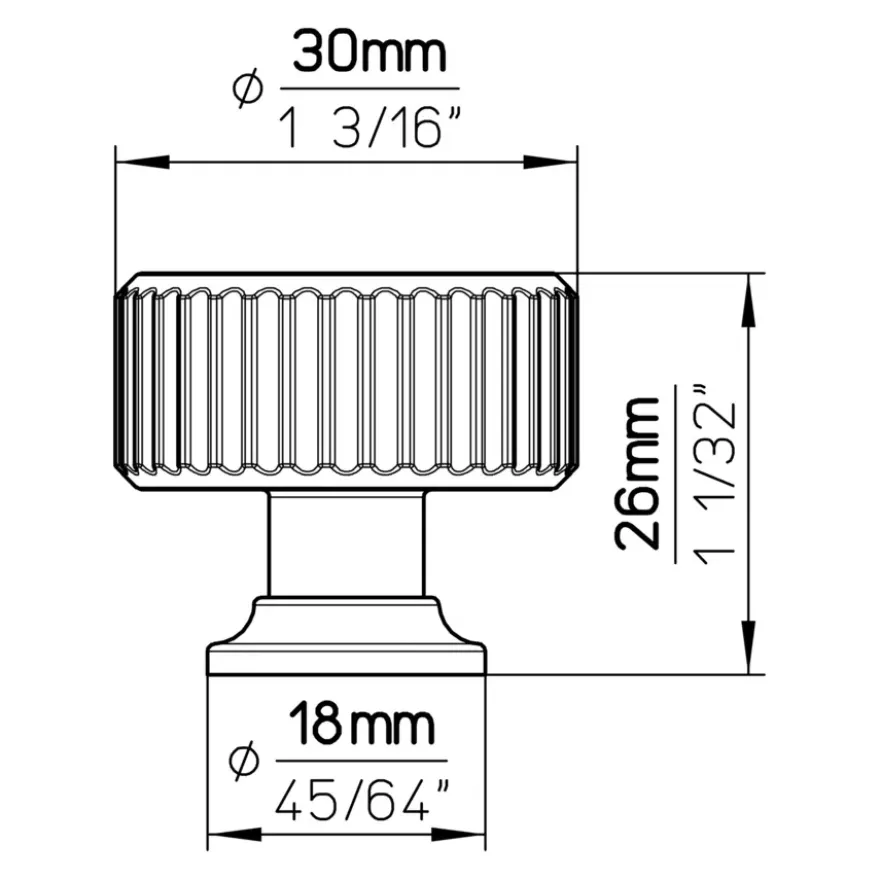 Knop Lex mat zwart 30 mm