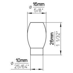 Knop Maud rvs look 15mm