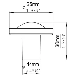 Knop Mette aluminium 35mm