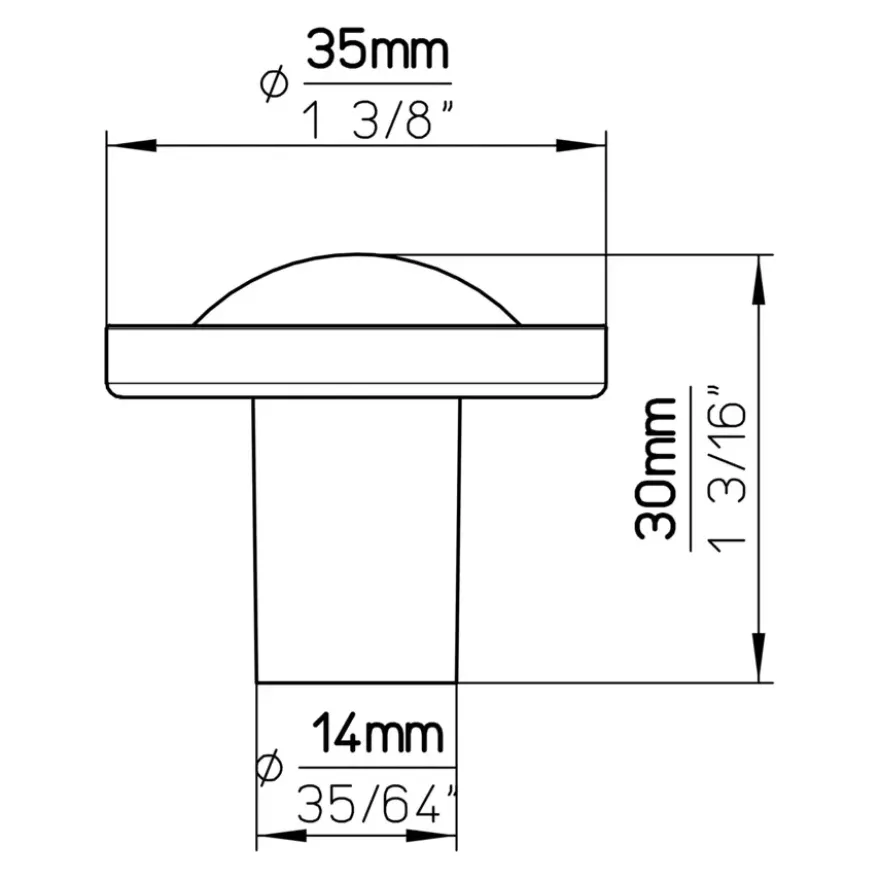 Knop Mette rvs look 35mm
