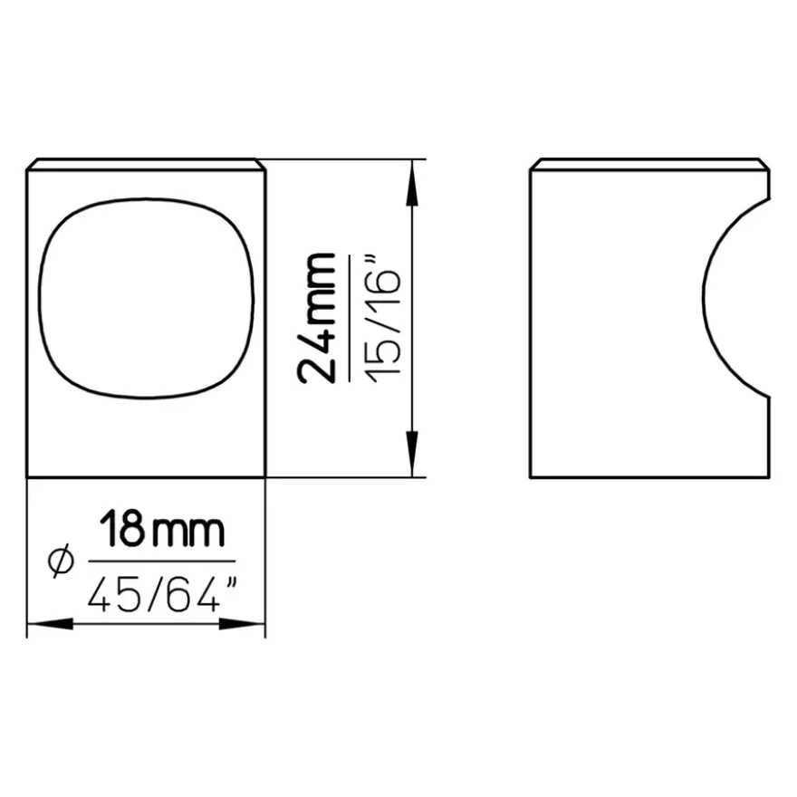 Knop Noa rvs 18mm