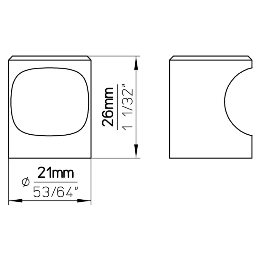 Knop Noa rvs 21mm