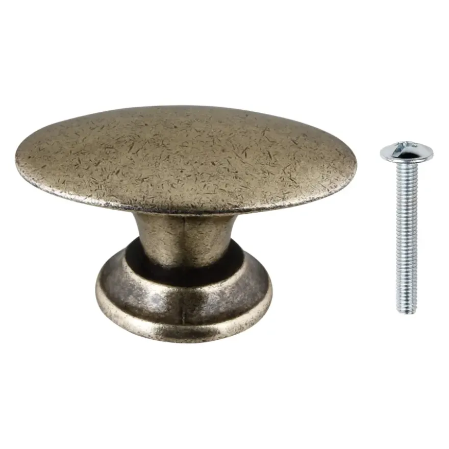 Knop Ovaal messing antiek 33mm