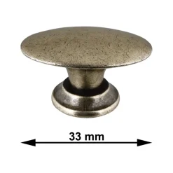 Knop Ovaal messing antiek 33mm