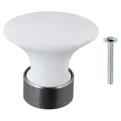 Knop Ovaal wit 32mm