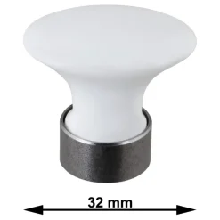 Knop Ovaal wit 32mm
