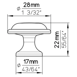 Knop Quinty messing antiek 29mm