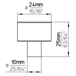 Knop Rana zwart 25mm