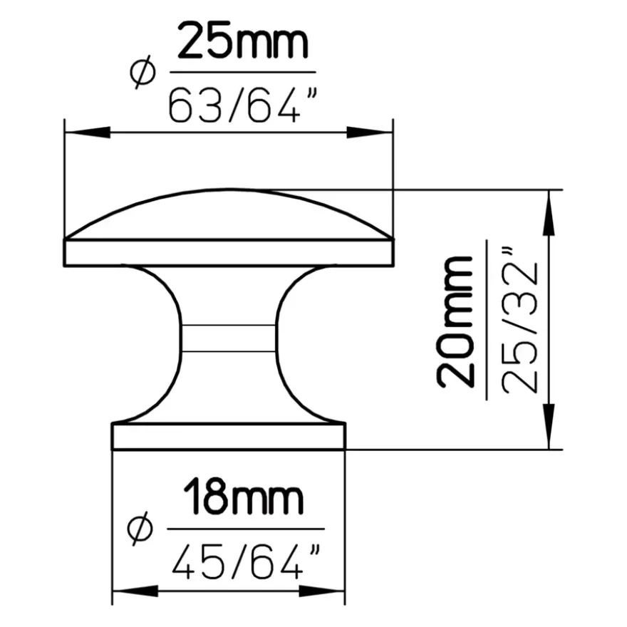 Knop Sophia chroom glans 25mm