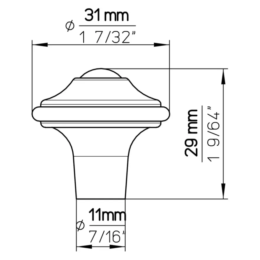Knop Violet messing antiek 31mm