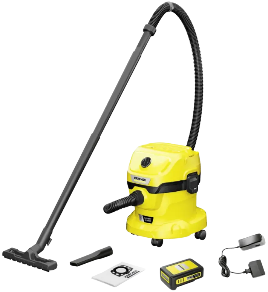 Kärcher 18V alleszuiger WD02 12L (incl. accu 2.0Ah + lader)