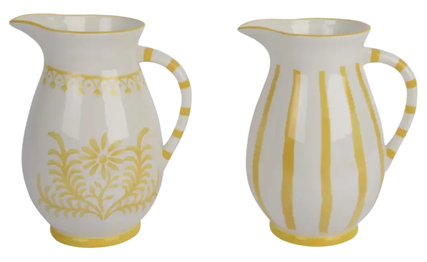 Kruik geel bloemen h21,8cm - per stuk