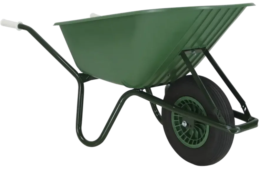 Kruiwagen 100 liter kunststof bak, met luchtwiel