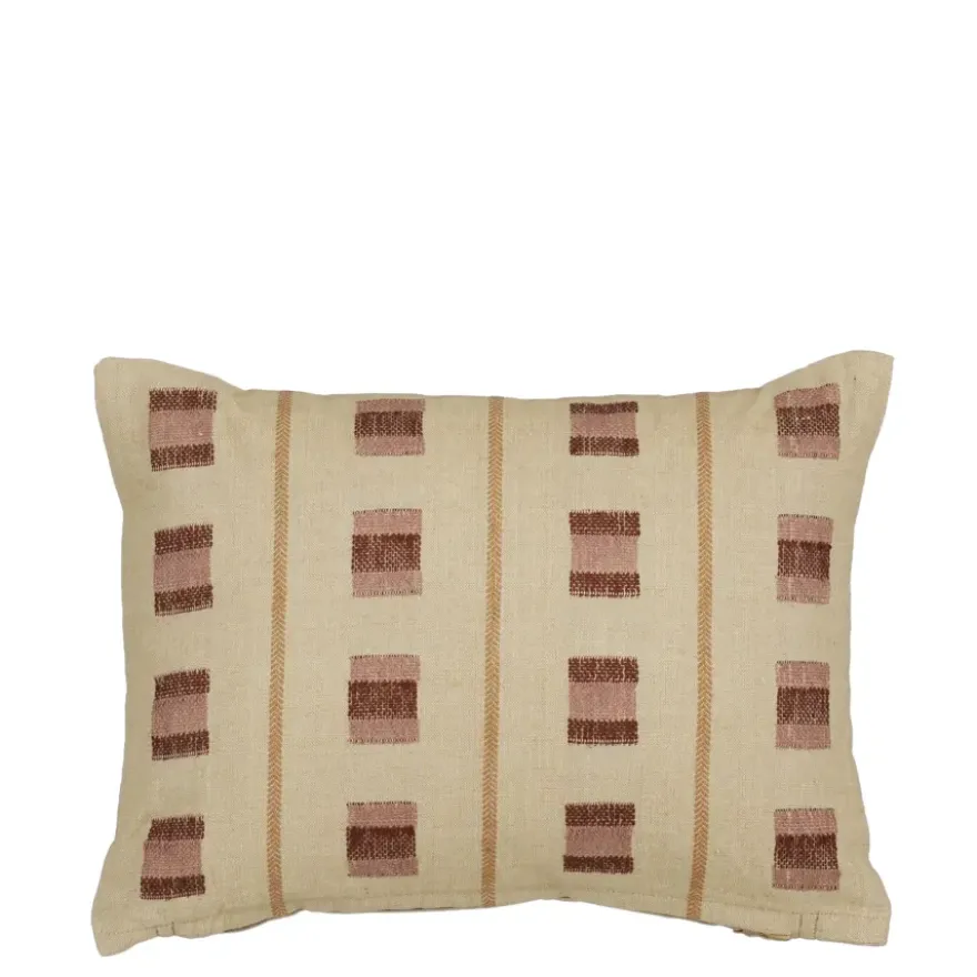 Kussen block beige - l35xb25xh10cm