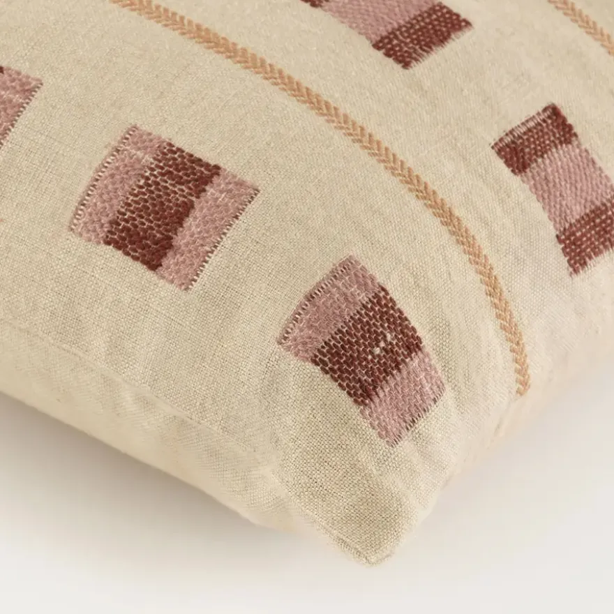 Kussen block beige - l35xb25xh10cm