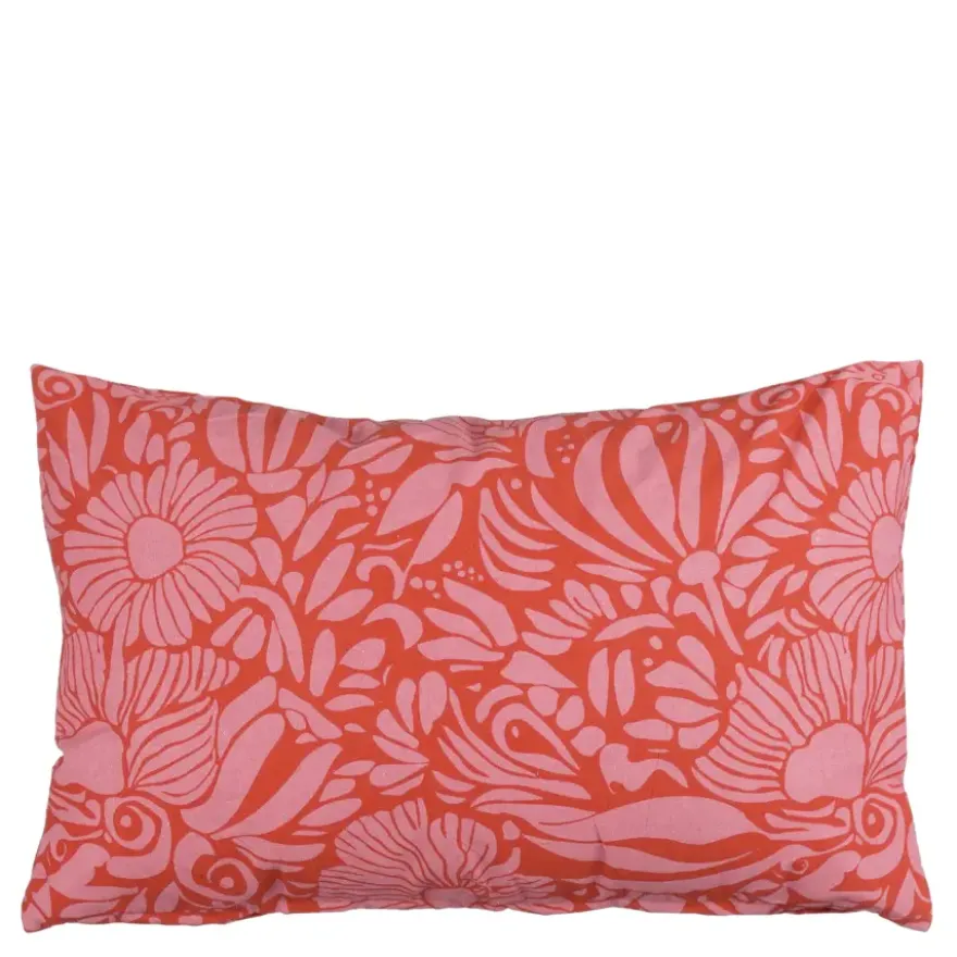 Kussen bloemen roze - l55xb35xh10cm