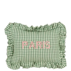 Kussen Paris groen - l35xb25xh10cm