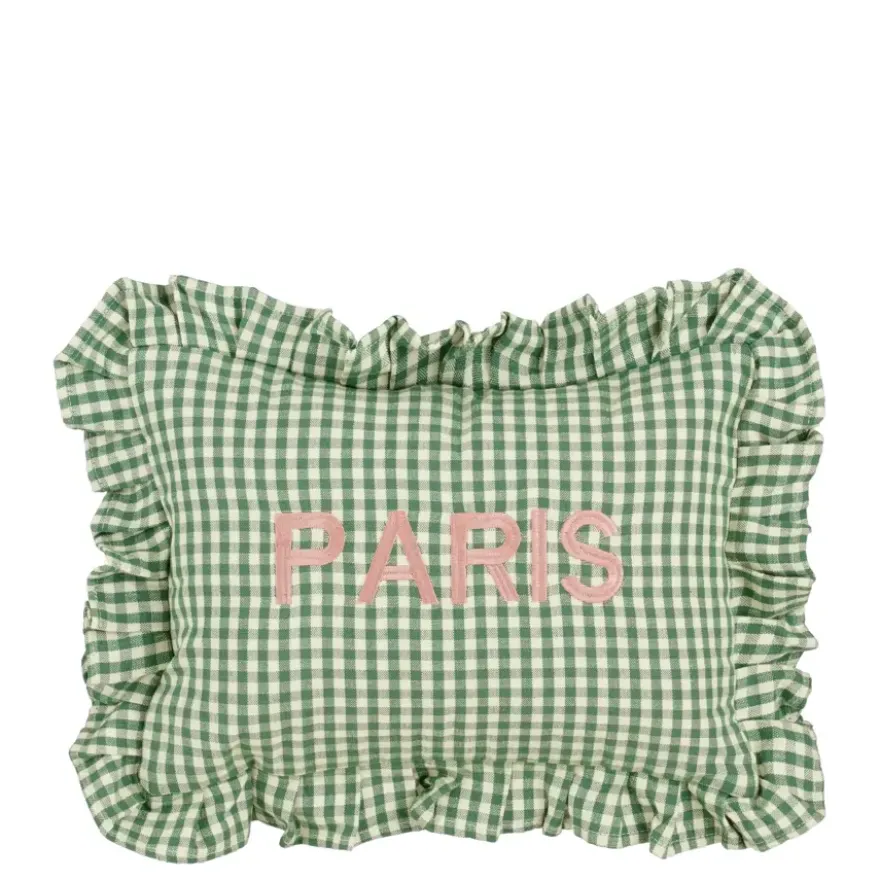 Kussen Paris groen - l35xb25xh10cm