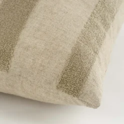 Kussen print streep taupe 45 x 45 cm