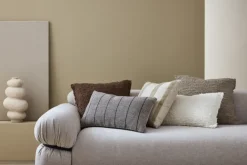 Kussen print streep taupe 45 x 45 cm