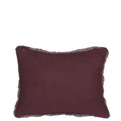 Kussen ruffled bordeaux 35 x 25 cm