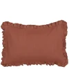 Kussen ruffled bruin - l55xb35xh10cm