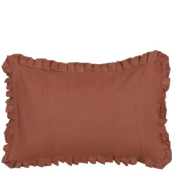 Kussen ruffled bruin - l55xb35xh10cm