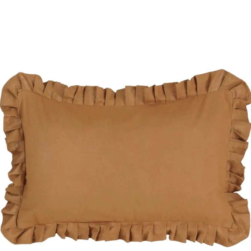 Kussen ruffled l.bruin - l55xb35xh10cm