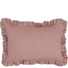 Kussen ruffled oud roze - l55xb35xh10cm