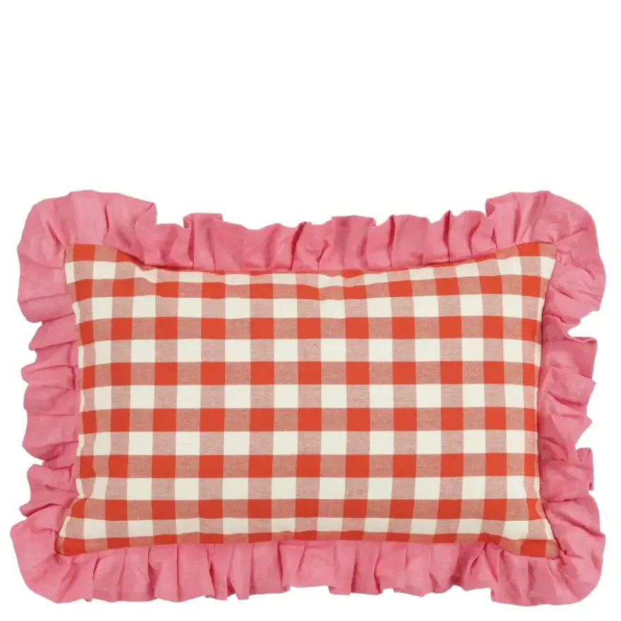 Kussen ruit rood - l55xb35xh10cm