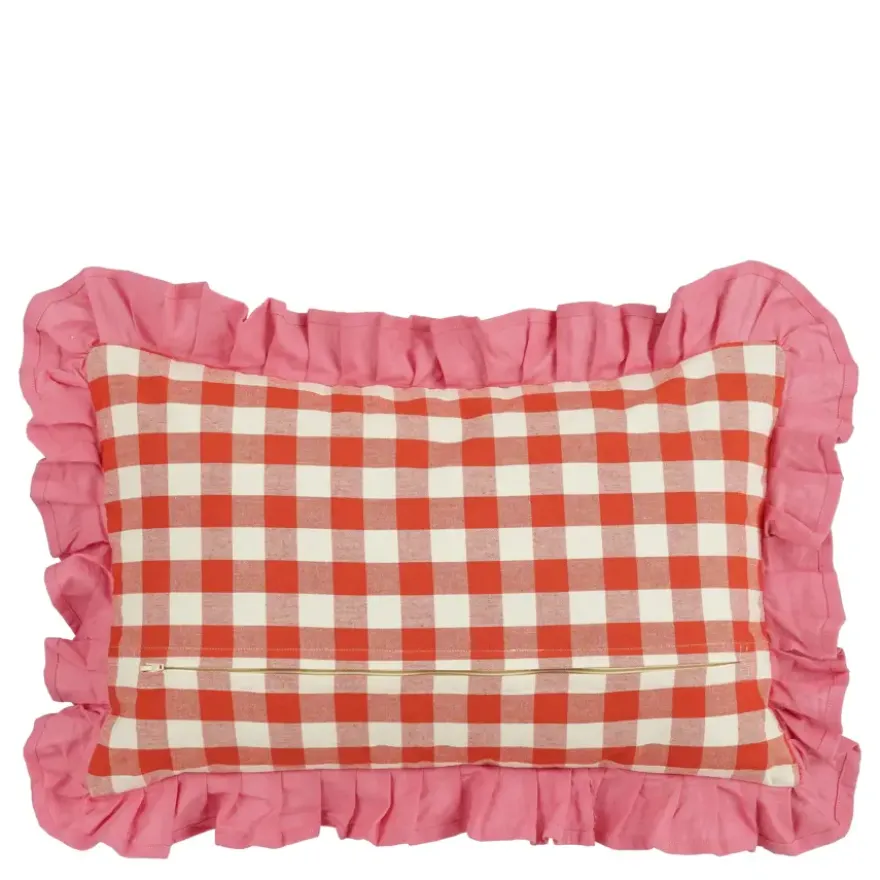 Kussen ruit rood - l55xb35xh10cm