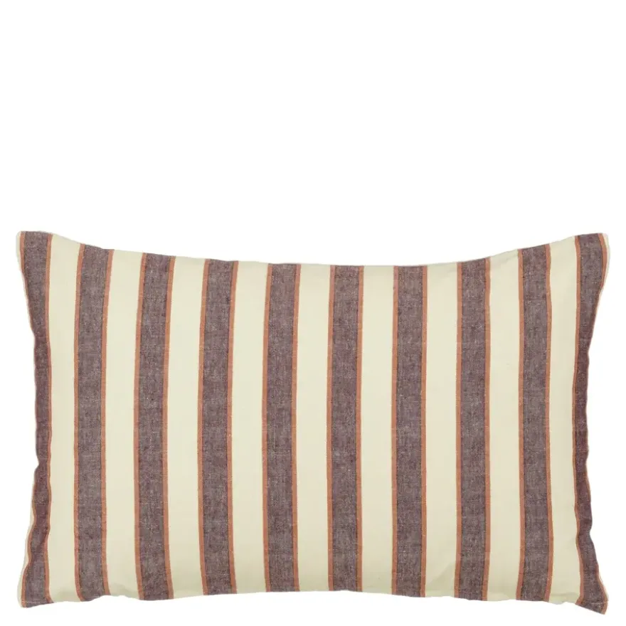 Kussen streep d.bruin - l55xb35xh10cm