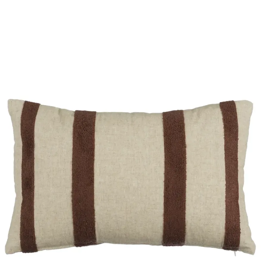 Kussen streep donker bruin - l55xb35xh10cm