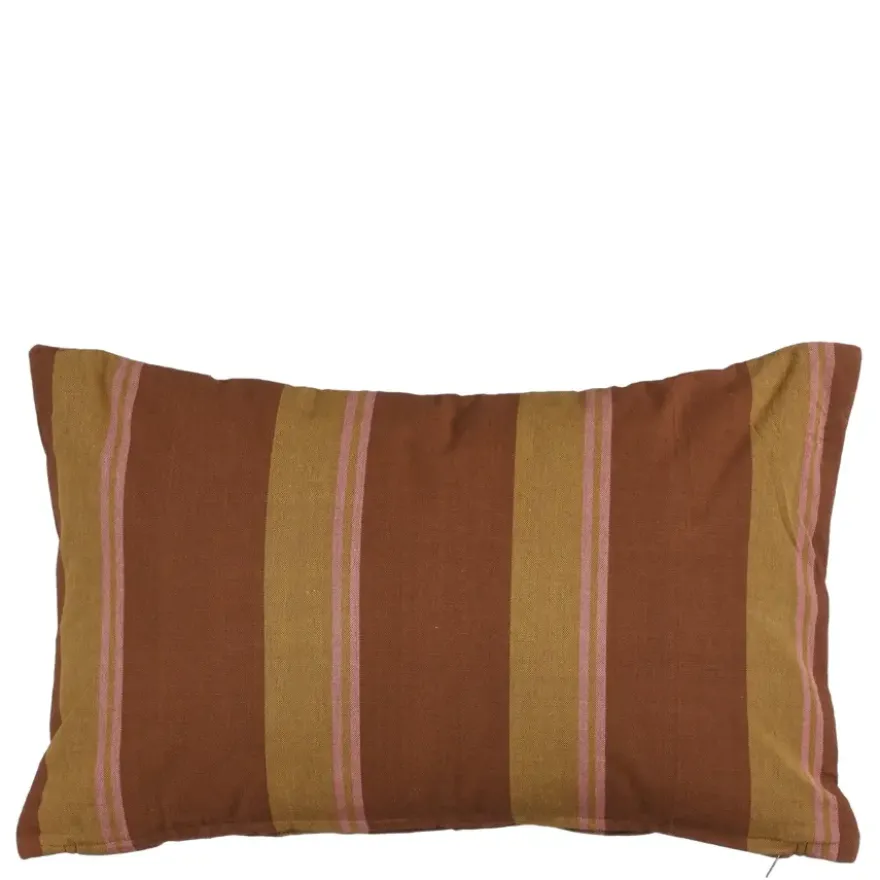 Kussen streep donker bruin - l55xb35xh10cm