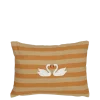 Kussen streep zwanen beige oranje 35 x 25 cm