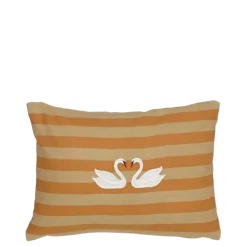 Kussen streep zwanen beige oranje 35 x 25 cm