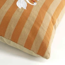 Kussen streep zwanen beige oranje 35 x 25 cm